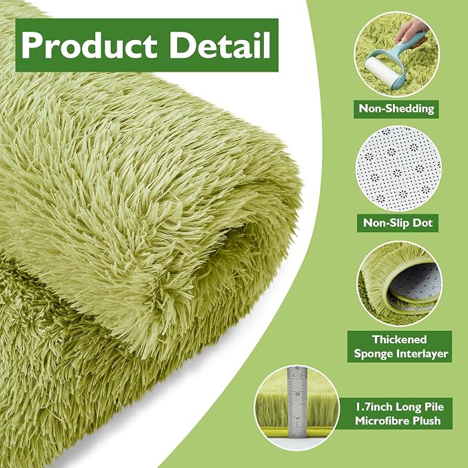 Shag Area Rug for Bedroom 3x5, Soft Fuzzy Rug Non-Shedding Indoor Plush Carpet - Image 4