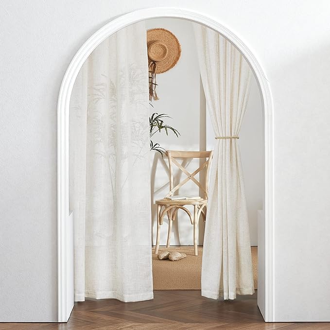 RYB HOME Semi Sheer Curtains 63 inch Length 2 Panels, Linen Textured Privacy - Image 4