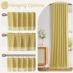 Guken Yellow 100% Blackout Linen Curtains 108 Inch Length 2 Panels Set - Image 6