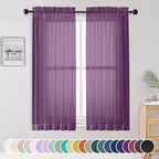 OWENIE Plum Sheer Curtains 63 Inches Long 2 Panels Set, Light Filtering Voile by OWENIE