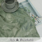 Lecloud Leia Sage Green Sheer Kitchen Curtains 30 Inch Length 2 Pcs, Jacquard - Image 2