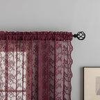 YJ YANJUN Vintage Lace Curtains 108 Inches Long-Victorian Floral Pattern - Image 3