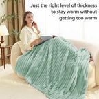 HIMEET Sage Green Ribbed Throw Blanket - Image 3
