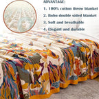 MSGKV Boho Throw Blanket King Size 108" x90'' Cotton Blanket - Image 5