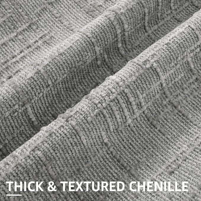 decorUhome Neutral Grey Chenille Throw Pillow Covers 12x20 Set of 2 Textured - Image 2