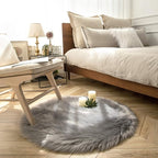 Ashler Faux Fur Rug, Fluffy Shaggy Area Rug Ultra Soft 3 x 3 Feet Round Fur Rug - Image 2