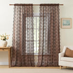 YJ YANJUN Vintage Lace Curtains 84 Inches Long-Victorian Floral Boho Brown by YJYANJUN