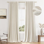 Guken 100% Blackout Linen Curtains 144 Inch Length 2 Panels Set by Guken