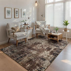 Ompaa Living Room Rug 5x7 Brown Area Rug Machine Washable Boho Coffee Rug Non - Image 4