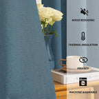 Yakamok Dusty Blue Linen Curtains 100% Blackout 96 Inches Long, Room Darkening - Image 5