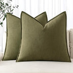 MIULEE Decorative Linen Euro Sham Pillow Covers 26x26 Inch Green ​Boho by MIULEE