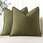 MIULEE Decorative Linen Pillow Covers 18x18 Inch Green ​Boho Farmhouse​ by MIULEE