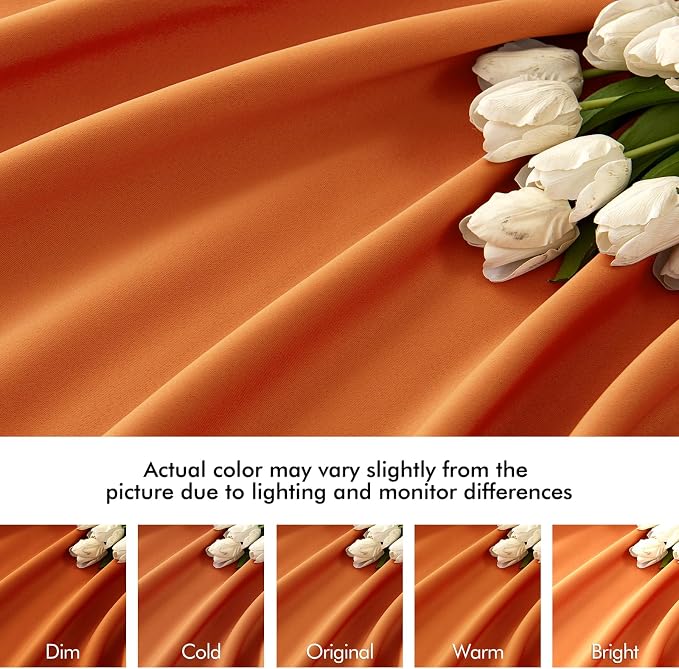 MIULEE Orange Back Tab Blackout Curtains 102 Inch Long 2 Panels Set - Image 8