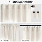 Modern Linen Curtains for Living Room 120 Inches Long Light Filtering Semi - Image 2