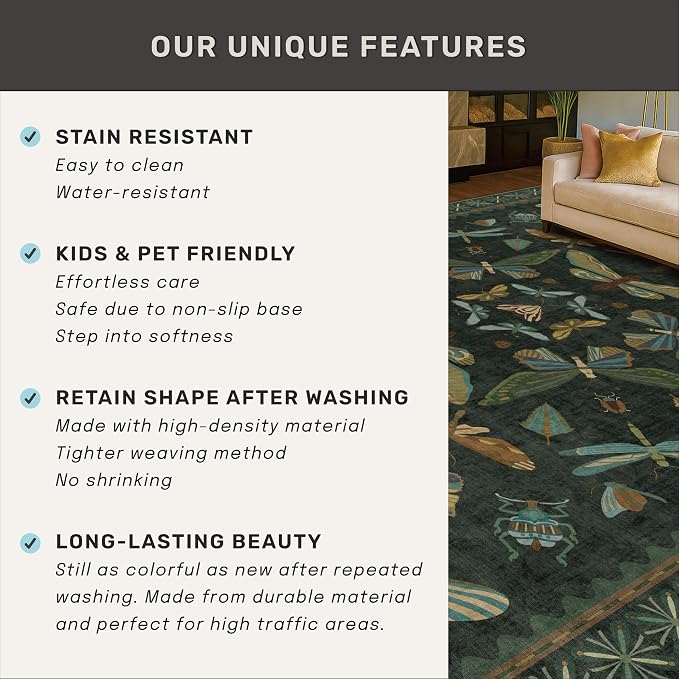 Green and Black Entryway Rug - Image 7