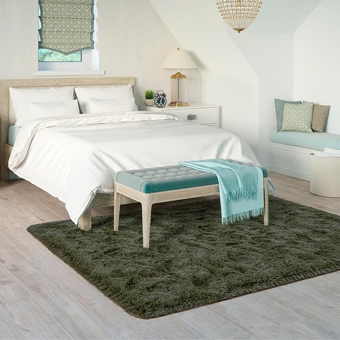 Goideal Fluffy Rug for Bedroom Living Room, 7x10 Olive Green Area Rugs - Image 3
