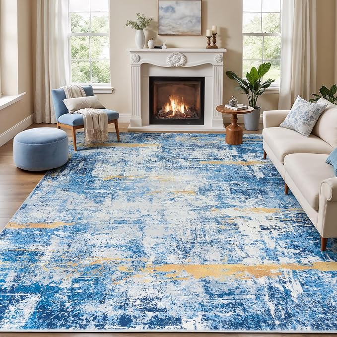Rugflix 8x10 Area Rugs for Living Room, Washable Large Rug Stain-Resistant Low by RugflixAreaRugs