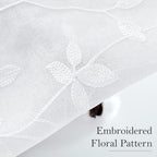 HOMEIDEAS White Sheer Curtains 52 X 63 Inches Length 2 Panels Embroidered Vine - Image 2