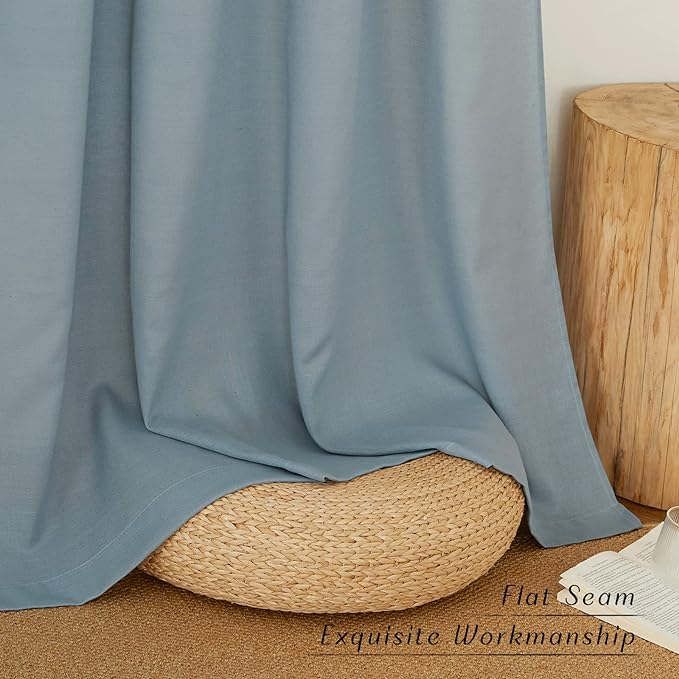NICETOWN Flax Stone Blue Linen Curtains - Image 6