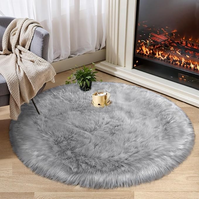 Ciicool Round Fur Fluffy Area Rug - Image 5