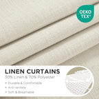 Joydeco Linen Curtains 120 inch Length 2 Panel Set, Light Filtering Curtain - Image 2