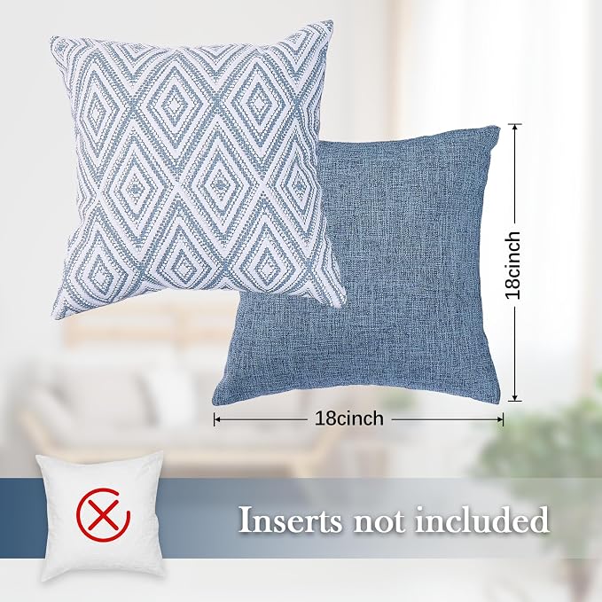 HPUK Decorative Throw Pillow Covers Set of 4 Square Couch Pillows Linen Cushion - Image 2