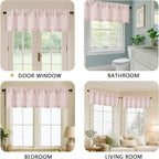 OVZME Blush Pink Valance for Windows, Light Filtering Faux Linen Textured Small - Image 5