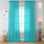 OVZME 2 Panels Sheer Curtains 108 Inches Long, Light Filtering Semi Transparent by OVZME