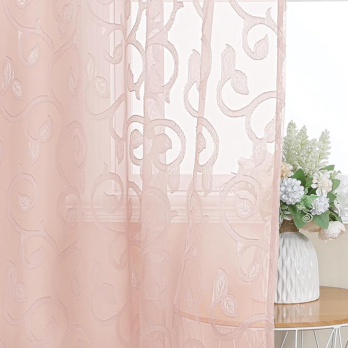 OWENIE Furman Sheer Curtains 45 Inch Length 2 Panels Set - Image 6