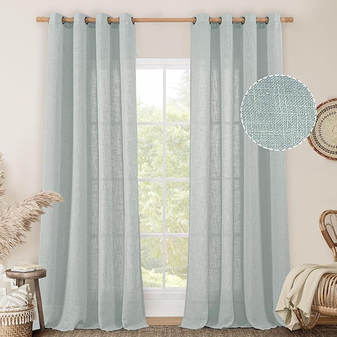 LAMIT Living Room Linen Curtains 90 Inch by LAMIT
