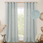 LAMIT Greyish Blue Linen Sheer Curtains 84 inch by LAMIT