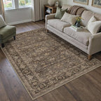 3x4 Washable Area Rug for Entryway Vintage Brown Non Slip Low Pile Carpet - Image 4