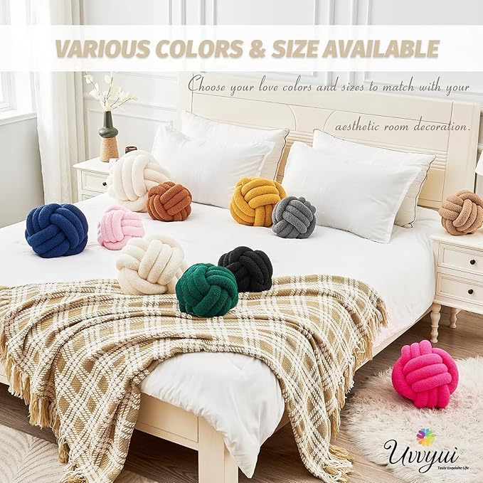Uvvyui Knot Pillow Ball, Soft Home Decorative Round Throw Pillow, Handmade - Image 6