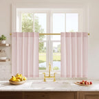 RYB HOME Cafe Striped Curtains for Kitchen Bathroom Small Window, Linen - Image 8