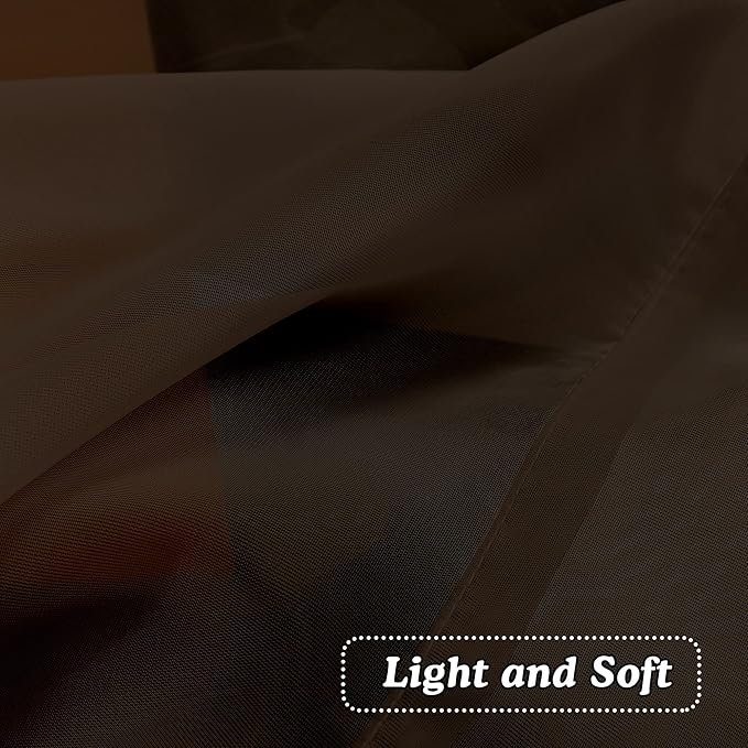 OVZME Brown Sheer Curtains 36 inches Long, Short Kitchen Window Treatment Solid - Image 5