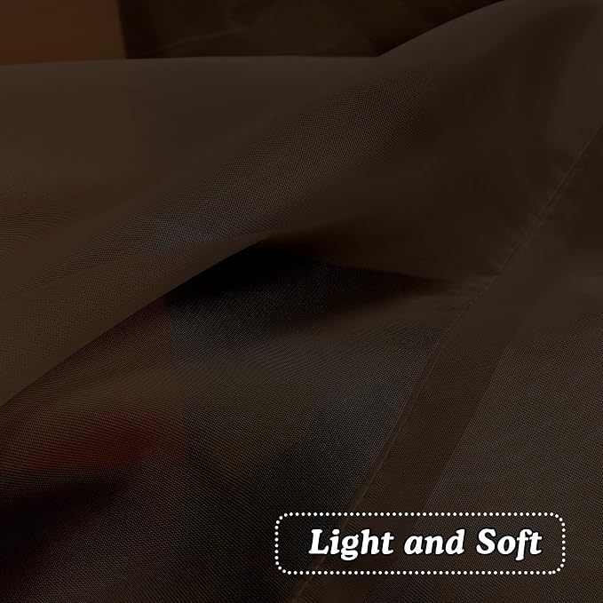 OVZME 2 Panels Chocolate Brown Sheer Valance - Image 4