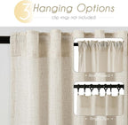 Faux Linen Beige Curtains 132 inches Long - Image 2
