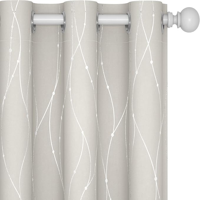 Deconovo Beige Curtains for Living Room, Room Darkening Soundproof Drapes by Deconovo