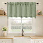 OVZME Green Valance for Windows, Light Filtering Faux Linen Textured Small by OVZME
