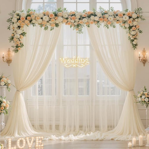 10ft x 15ft Champagne Tulle Backdrop Curtain - Image 2