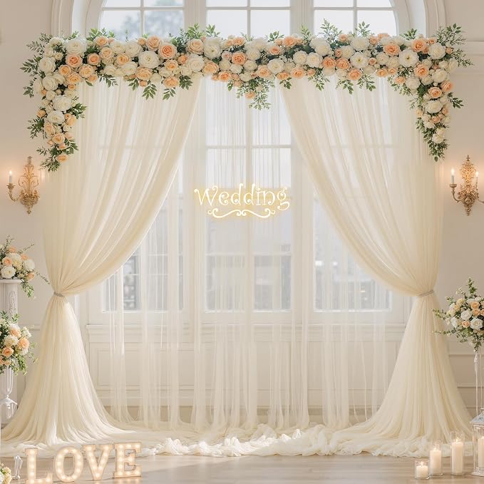 Champagne Sheer Backdrop Curtains - Image 2
