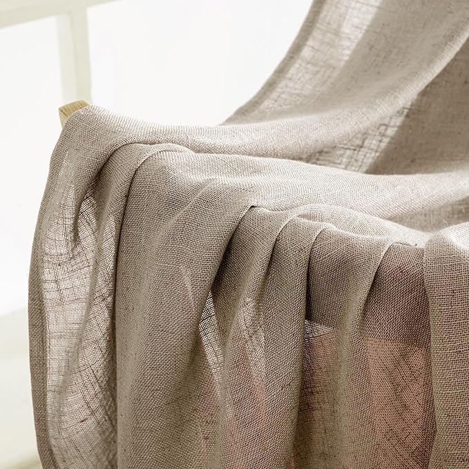 MIULEE Taupe Grey Linen Curtains 108 Inches Long 2 Panels - Image 6