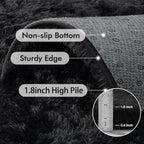 6x9 Ft Large Shag Black Rug for Living Room, Ultra Soft Fluffy Furry Area Rugs - Image 5