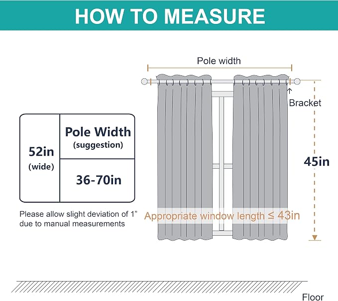 NICETOWN 100% Blackout Curtains 45 inches Long, 2 Thick Layers Completely - Image 7