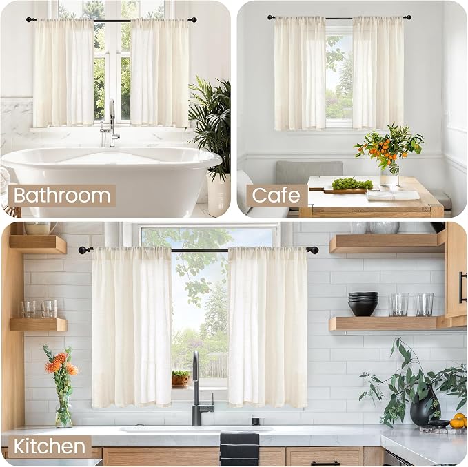 BGment Short Linen Curtains 36 Inch Length - Image 2