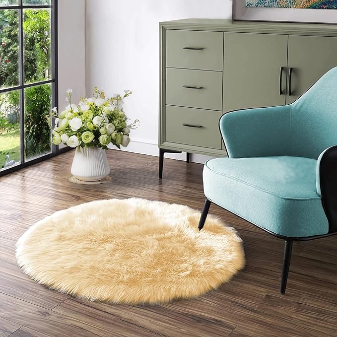 Latepis Yellow Fluffy Circle Rugs - Image 7