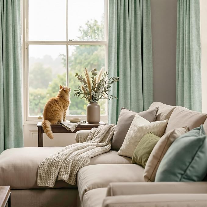 RYB HOME Sage Green 100% Blackout Curtains 90 inches Long, Thermal Insulated - Image 6