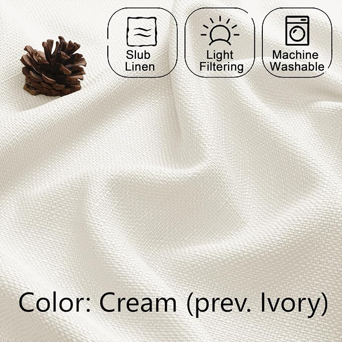 Chyhomenyc Cream Valance for Windows, Light Filtering Faux Linen Textured Small - Image 4
