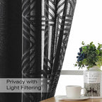 Simplebrand Semi Sheer Black Curtains 96 Inches Long 2 Panels, Light Filtering - Image 3
