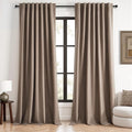 96 inch long linen blackout curtains 2 Panels 100% Black out Linen texture by Topfinel